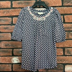 Kids Tucker + Tate Pink and White Patterned Top/Tunic with 3/4 length sleeves